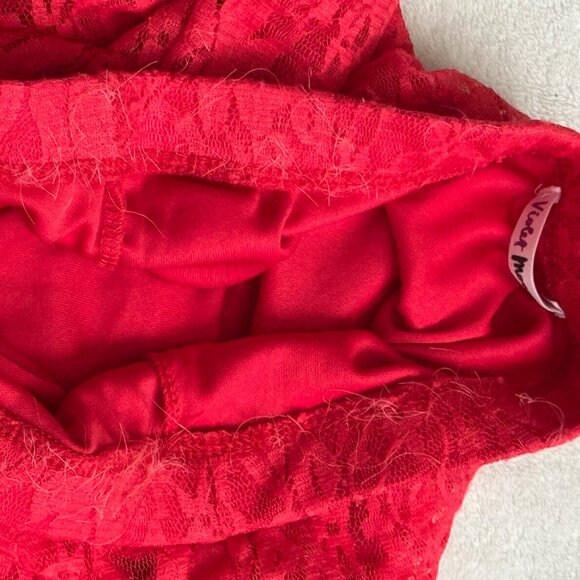 Red Lace Midi Skirt By Violet Moon size small red elastic waist women - Picture 7 of 9